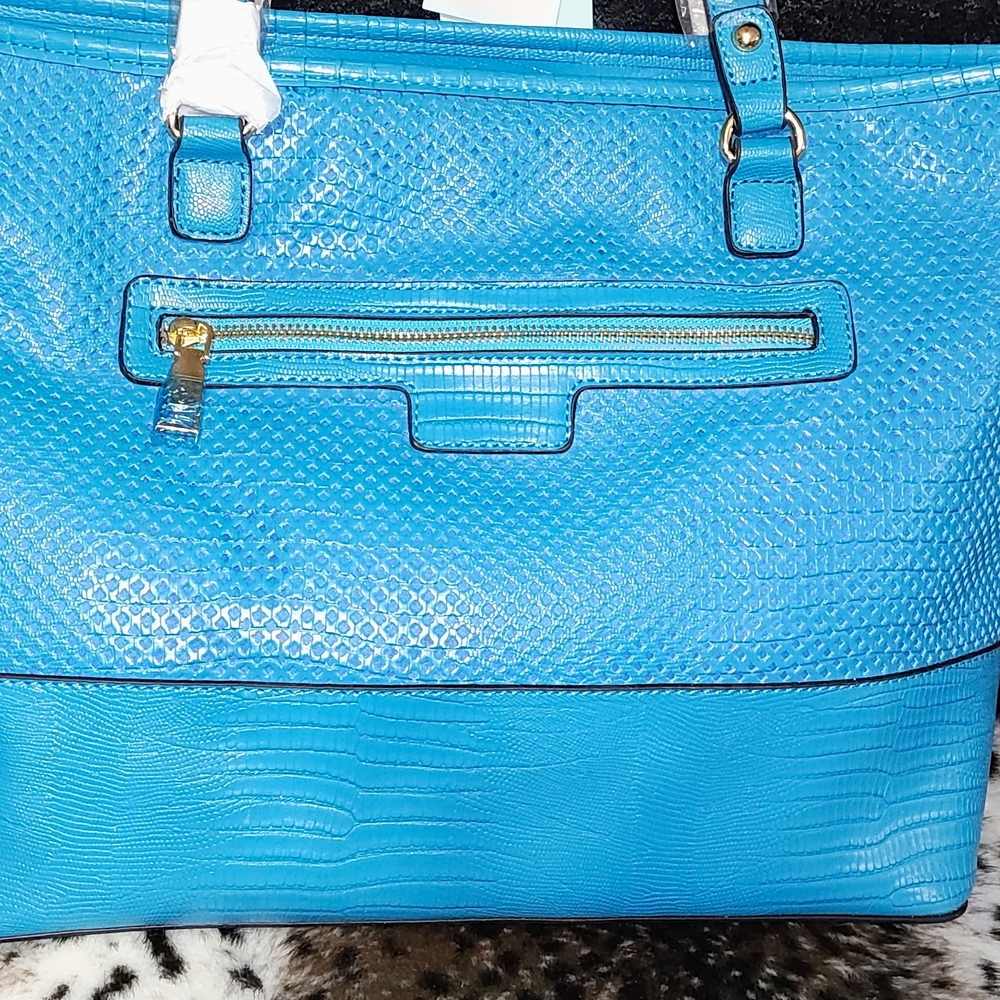 Blue Textured Handbag - Picture 3 of 4